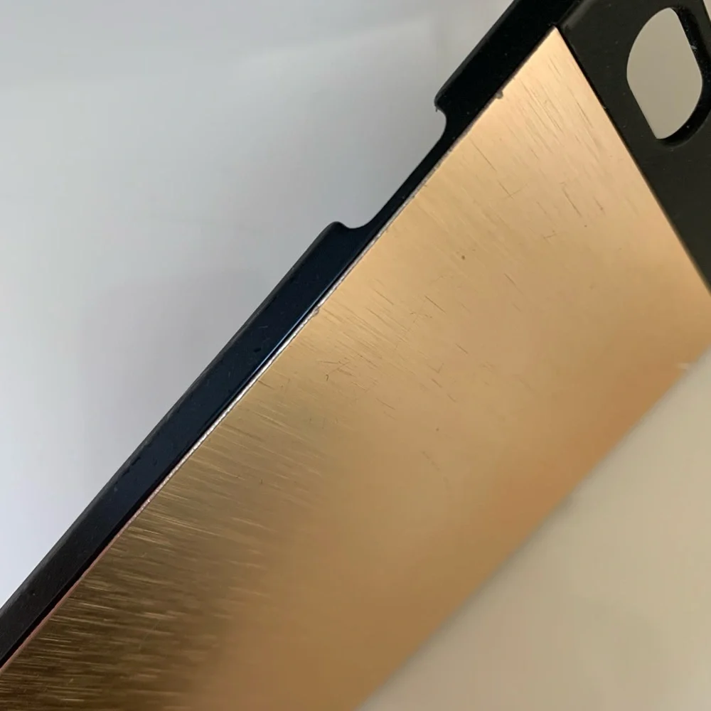 iPhone 6/6S phone case shiny gold metallic with black plastic GUC see pics